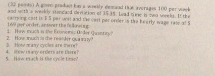 please solve all and thank you :) (32 points) A