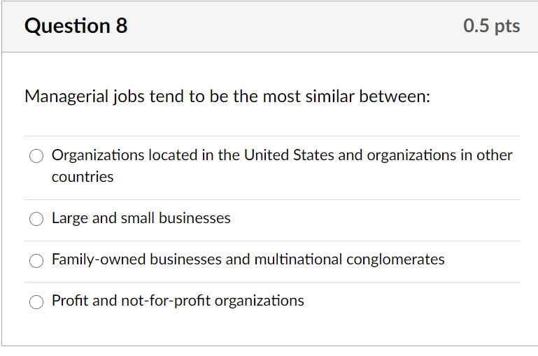 Question 5 0.5 pts The management functions are: