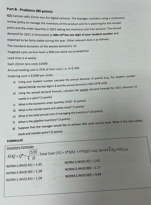 student id last digit: 9 Part B-Problems ( 80