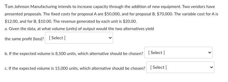 Tom Johnson Manufacturing intends to increase