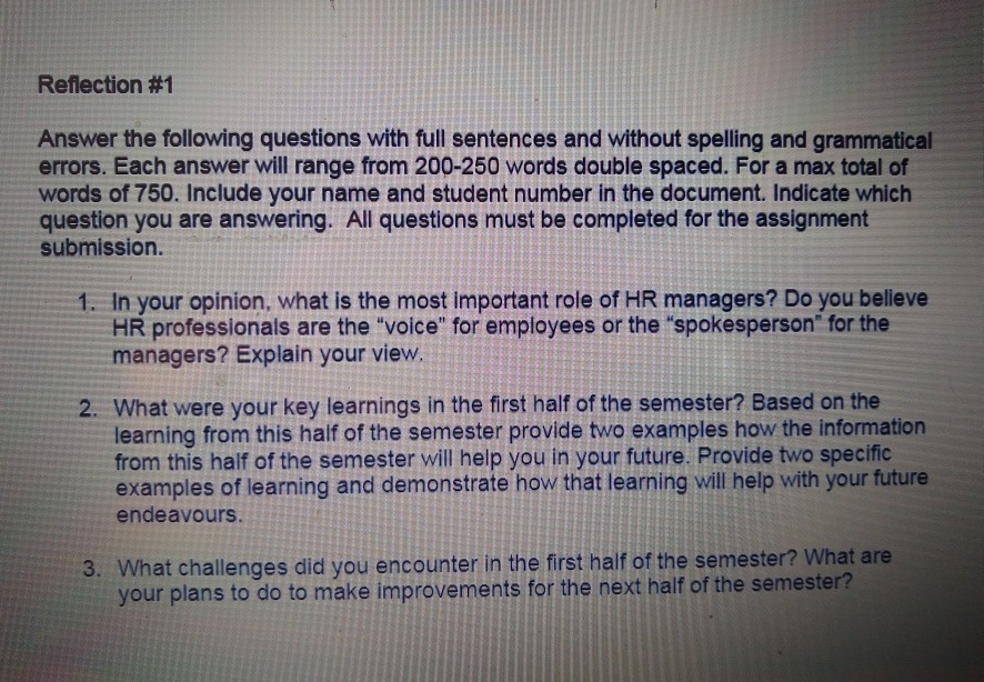 Need to provide a general feedback on HRM classes