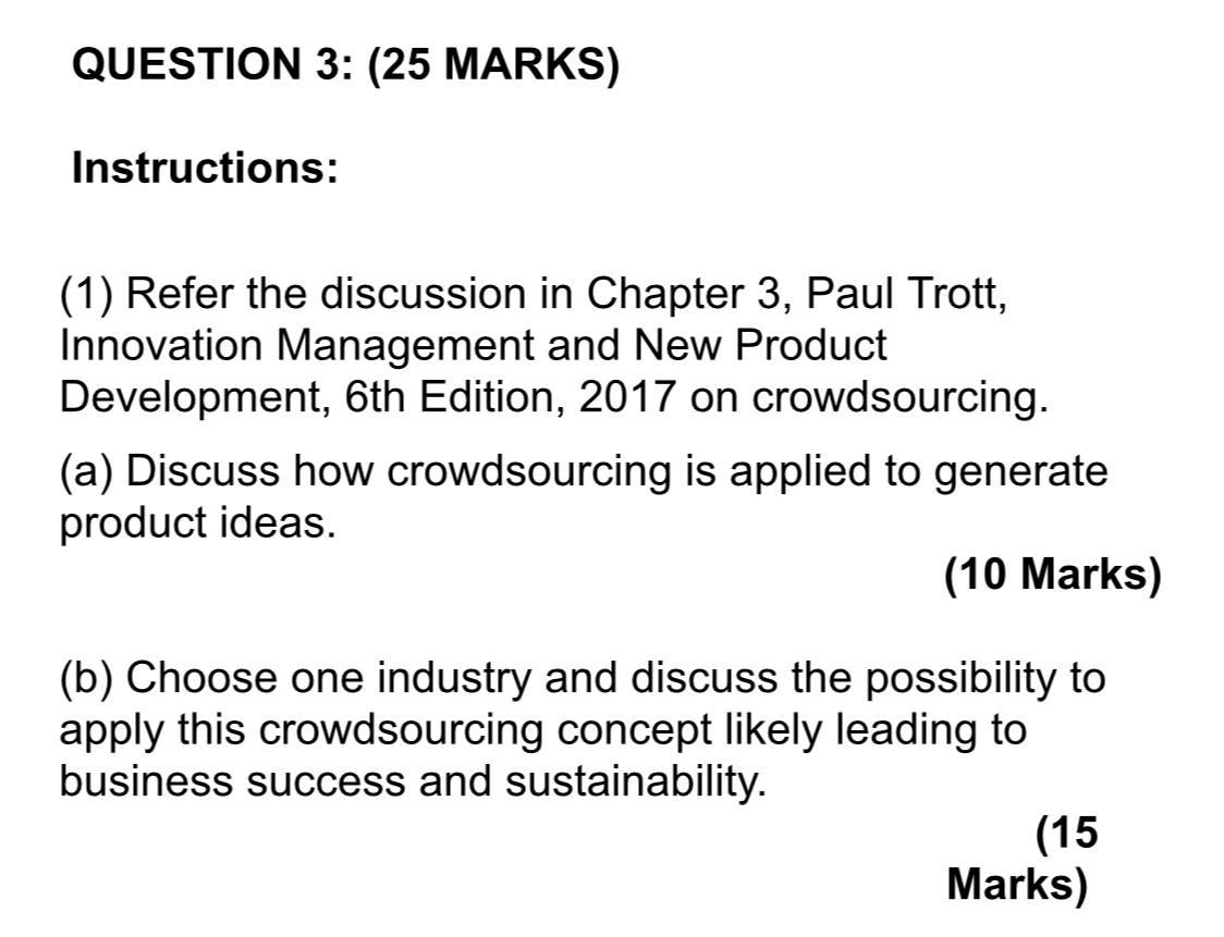 QUESTION 3: (25 MARKS) Instructions: (1) Refer