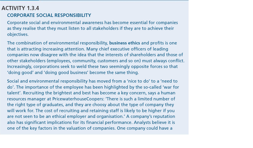 ACTIVITY 1.3.4 CORPORATE SOCIAL RESPONSIBILITY