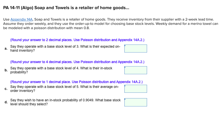PA 14-11 (Algo) Soap and Towels is a retailer of