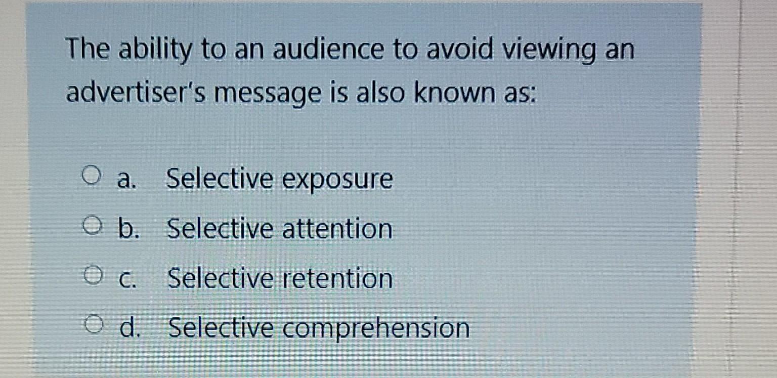 The ability to an audience to avoid viewing an