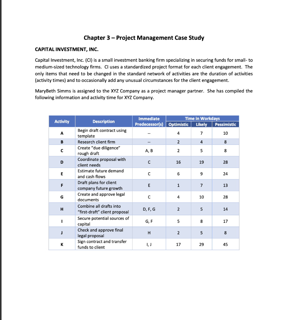Chapter 3 - Project Management Case Study CAPITAL
