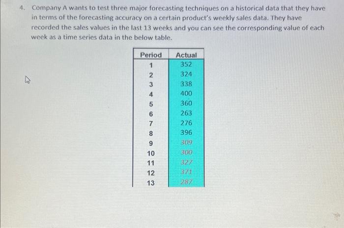 4. Company A wants to test three major