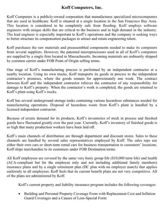 need answer for #2 Koff Computers, Inc. Koff