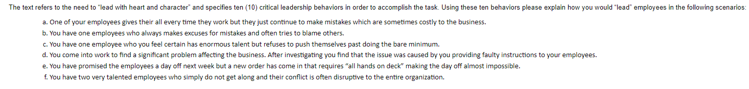 The text refers to the need to lead with heart