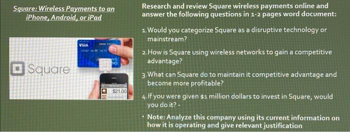 Research and review Square wireless payments