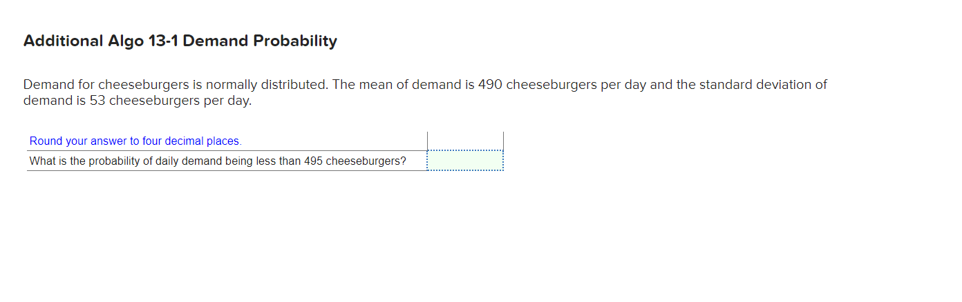 Additional Algo 13-1 Demand Probability Demand