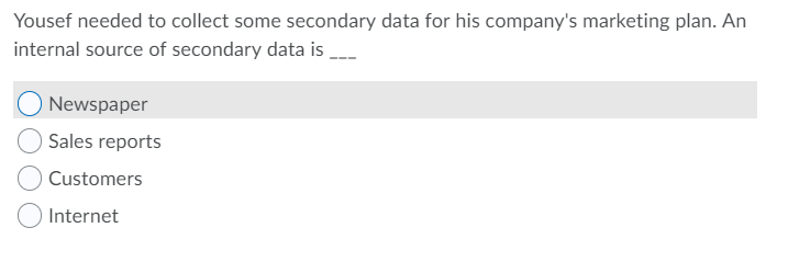 Yousef needed to collect some secondary data for