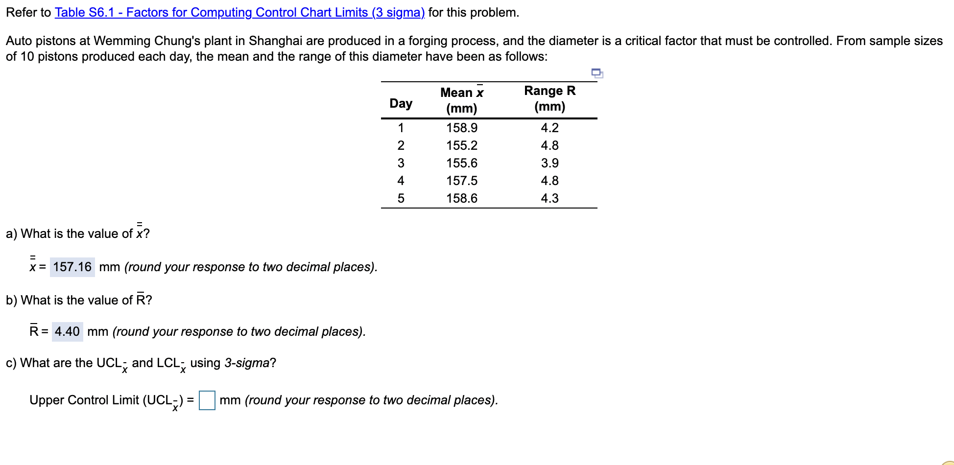 Please answer Parts C, D, and E. Refer to Table