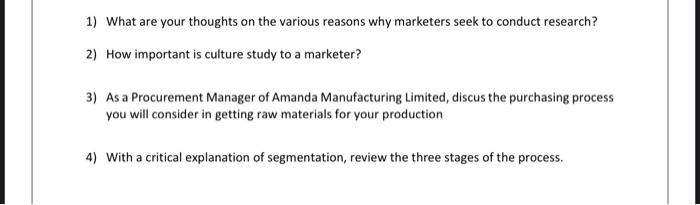 1) What are your thoughts on the various reasons