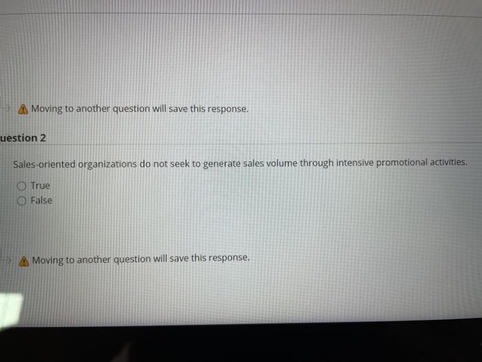 Moving to another question will save this