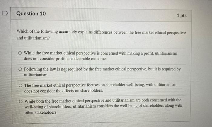 Question 10 1 pts Which of the following