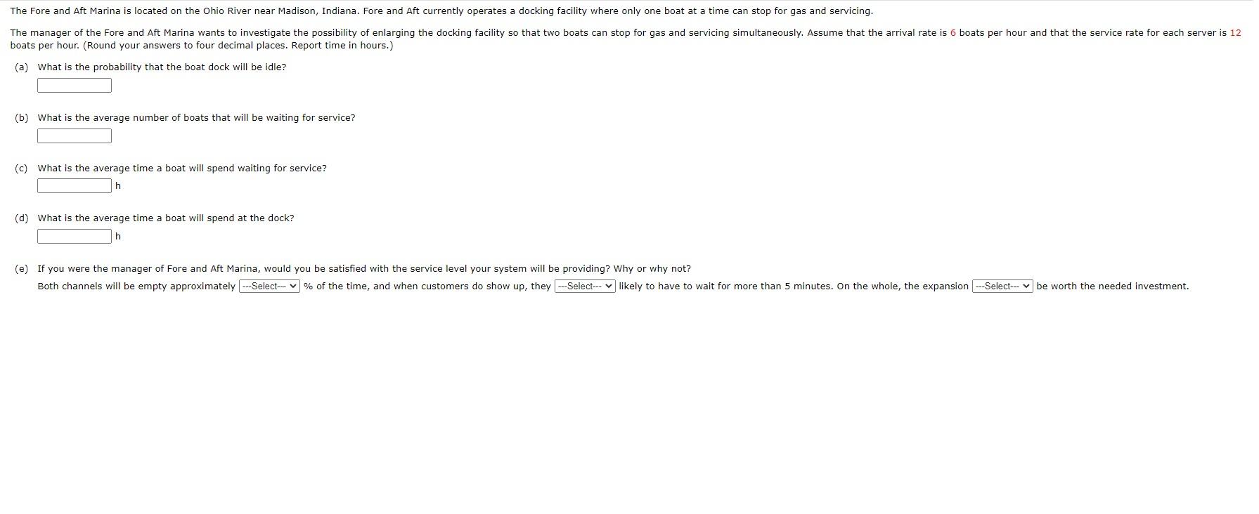 boats per hour. (Round your answers to four