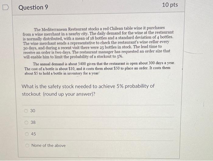 The Mediterranean Restaurant stocks a red Chilean