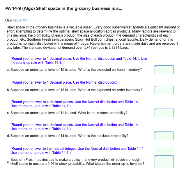 Can you please answer all questions? PA 14-9