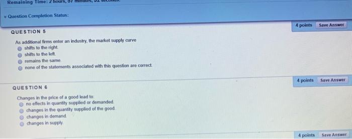 Remaining Time: 2 hous, 57, Question Completion
