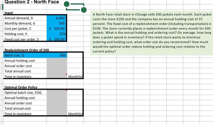please answer question and fill in excel sheet