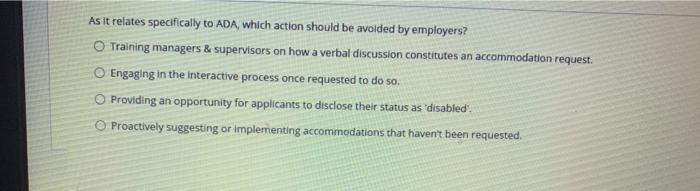 As it relates specifically to ADA, which action