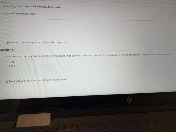 Moving to another question will save this