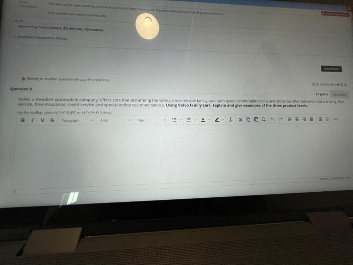 Moving to another question will save this