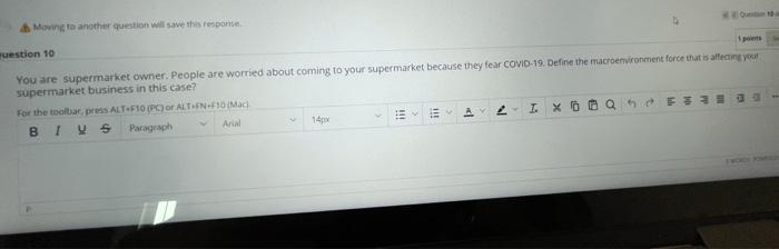 Moving to another question will save this