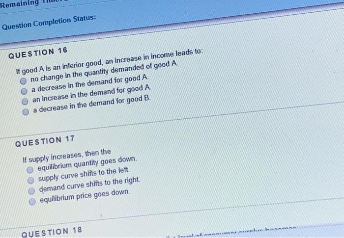 Remaining Time: 2 hous, 57, Question Completion