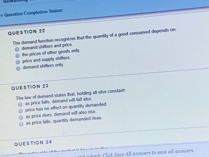 Remaining Time: 2 hous, 57, Question Completion