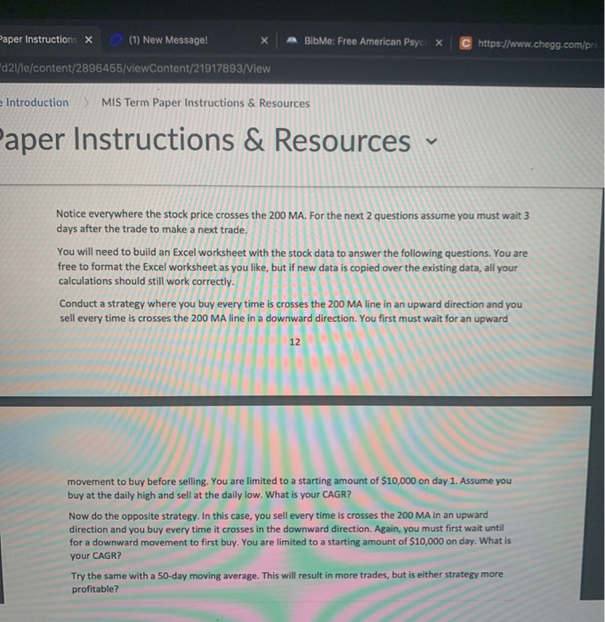 Paper Instructions x (1) New Message! X A BibMe: