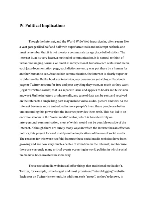 summarize this to one paragraph. IV. Political