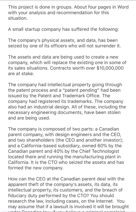 This project is done in groups. About four pages