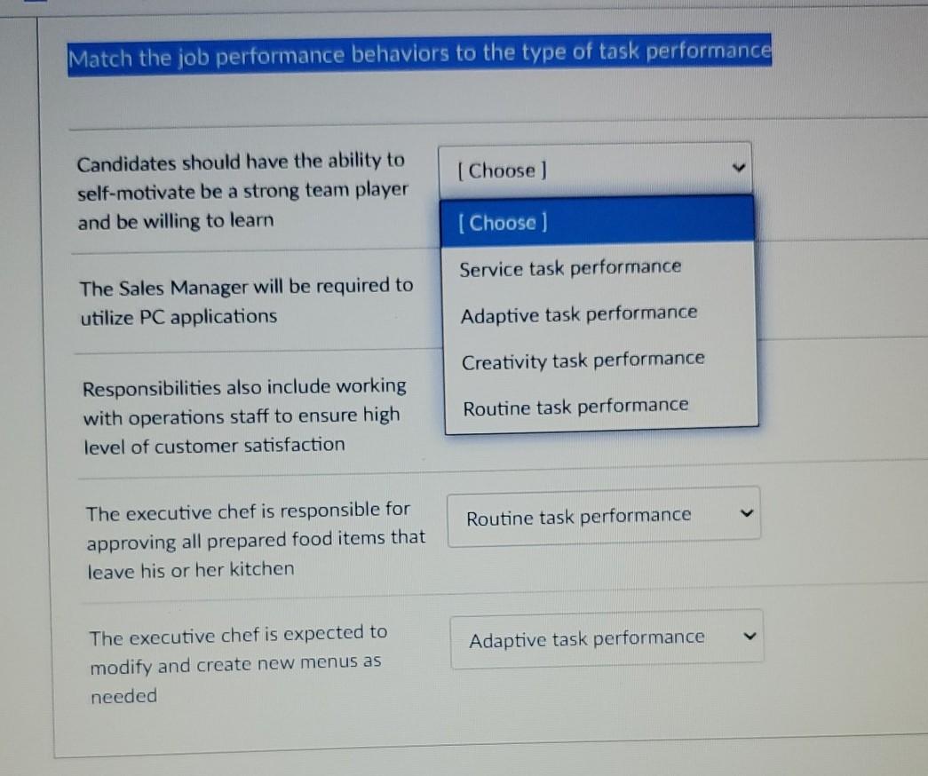 all questions have the same answer options (drop