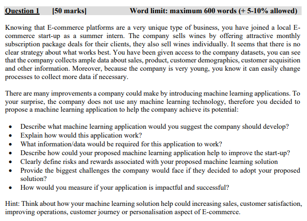 Question 1 (50 marks Word limit: maximum 600