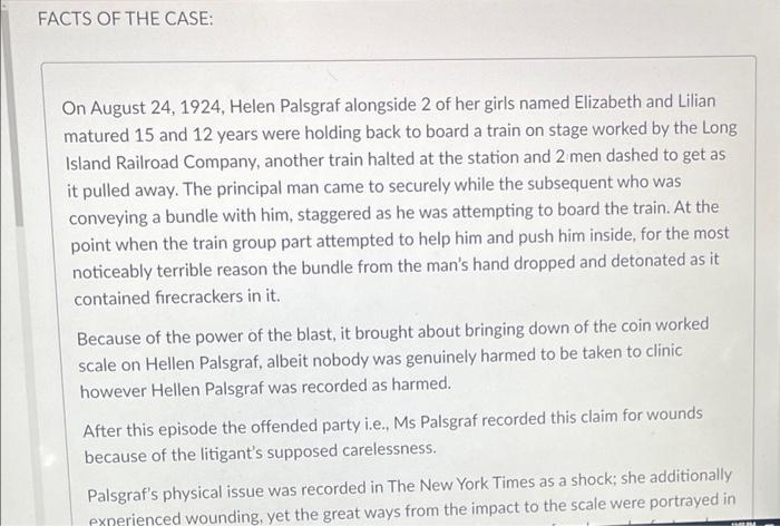 hello, i need help IRAC with this case ? FACTS OF