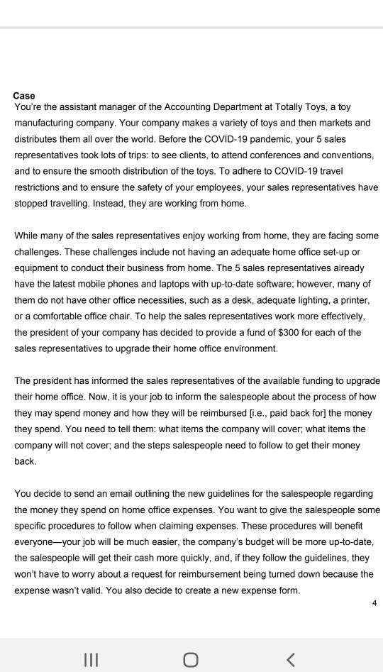 2 Email Case Write an email for the message