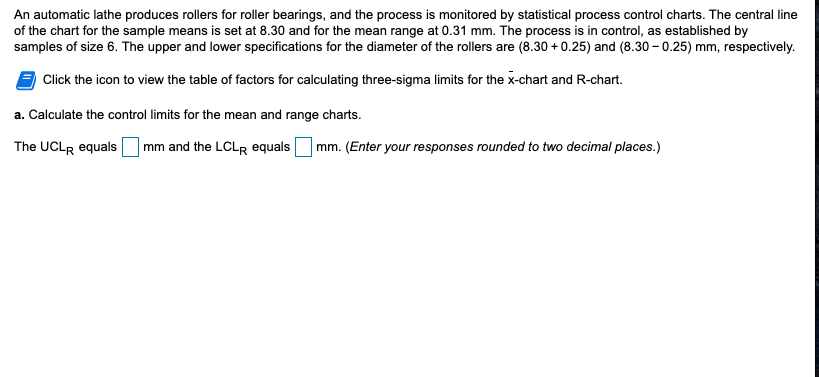 Factors for calculating three-sigma limits for