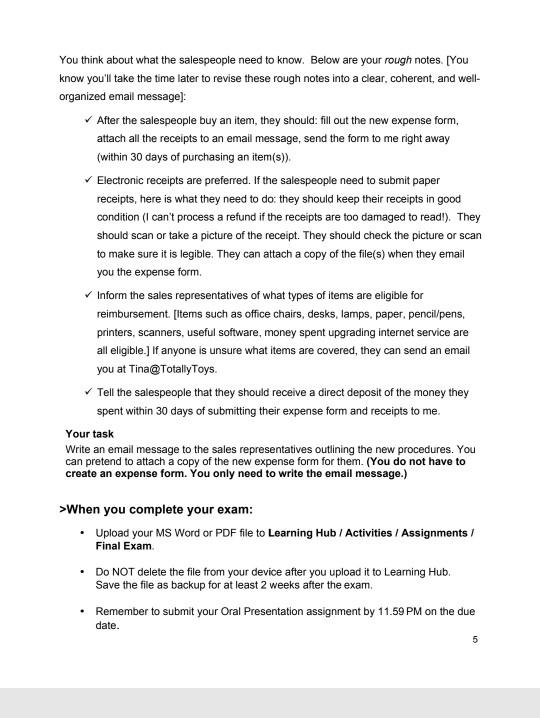 2 Email Case Write an email for the message