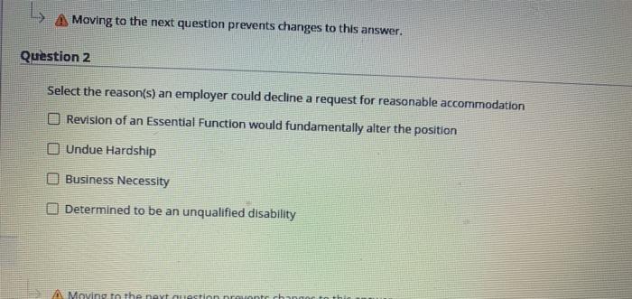 Moving to the next question prevents changes to