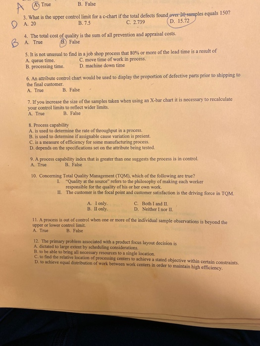 B. False A True 3. What is the upper control