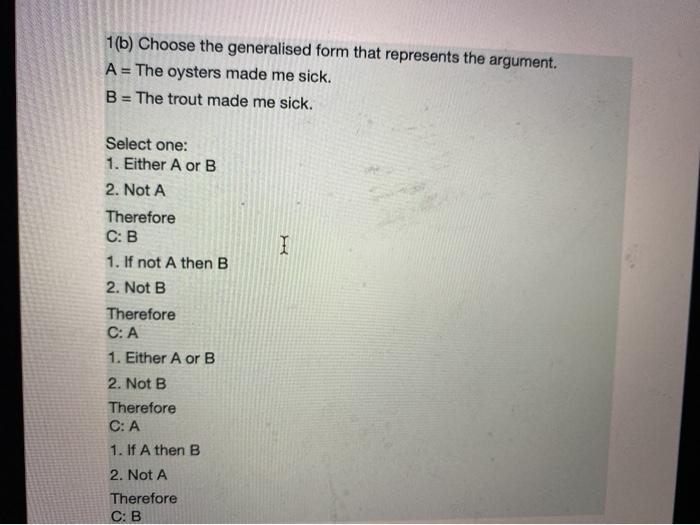 1(b) Choose the generalised form that represents