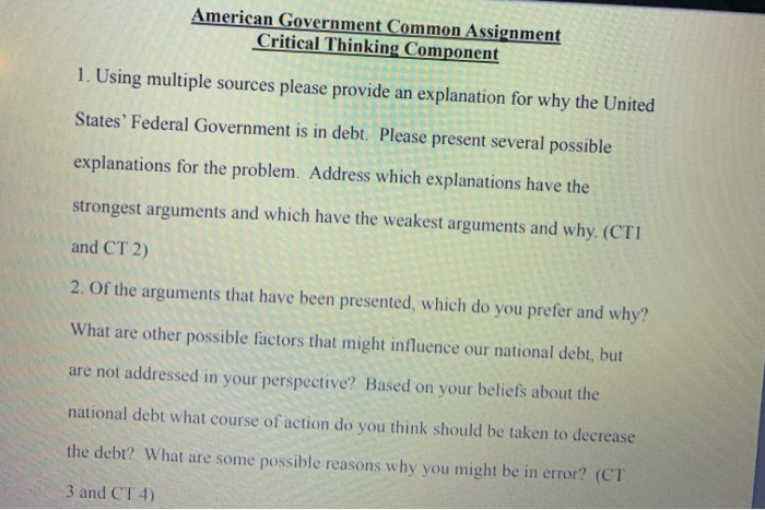American Government Common Assignment Critical