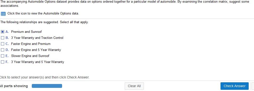 The accompanying Automobile Options dataset