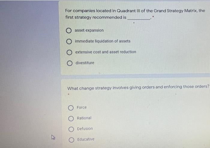 For companies located in Quadrant Ill of the