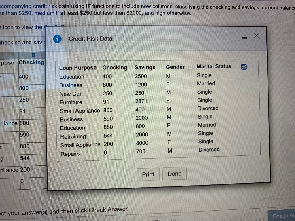 ccompanying credit risk data using IF functions