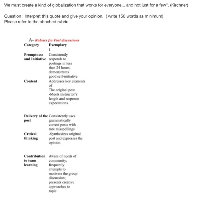 We must create a kind of globalization that works