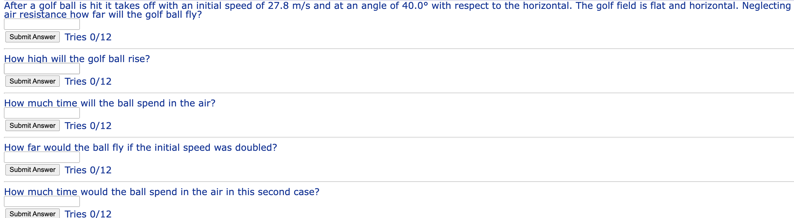 air resistance how far will the golf ball fly?