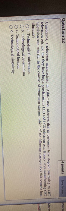 Question 22 4 points Save Answer Makin Matth Ever